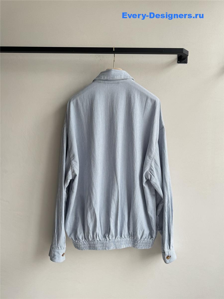 Miu Miu Light Washed Striped Denim Jacket
