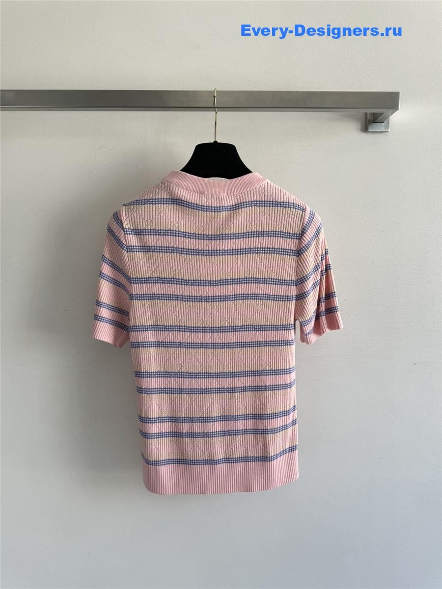 Ch**el pink striped knit top