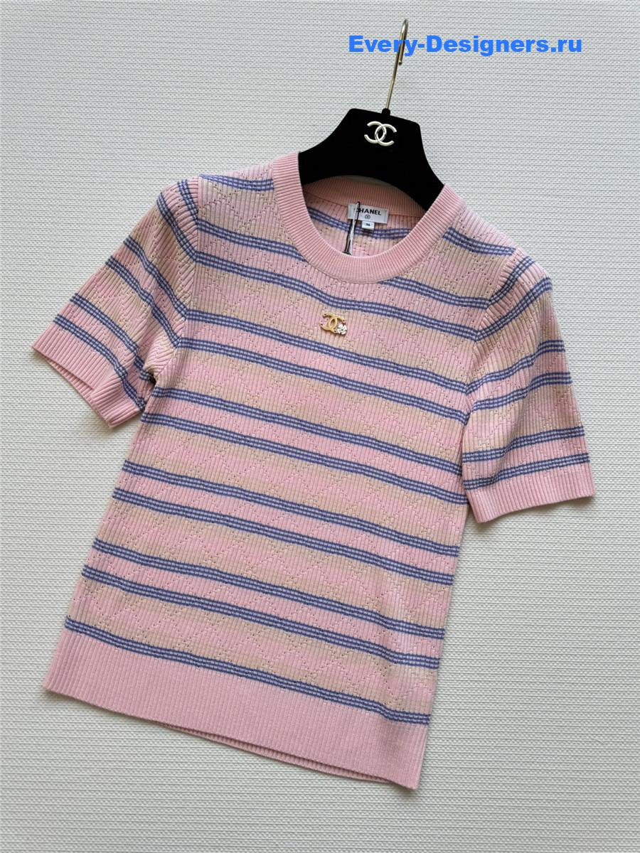 Ch**el pink striped knit top