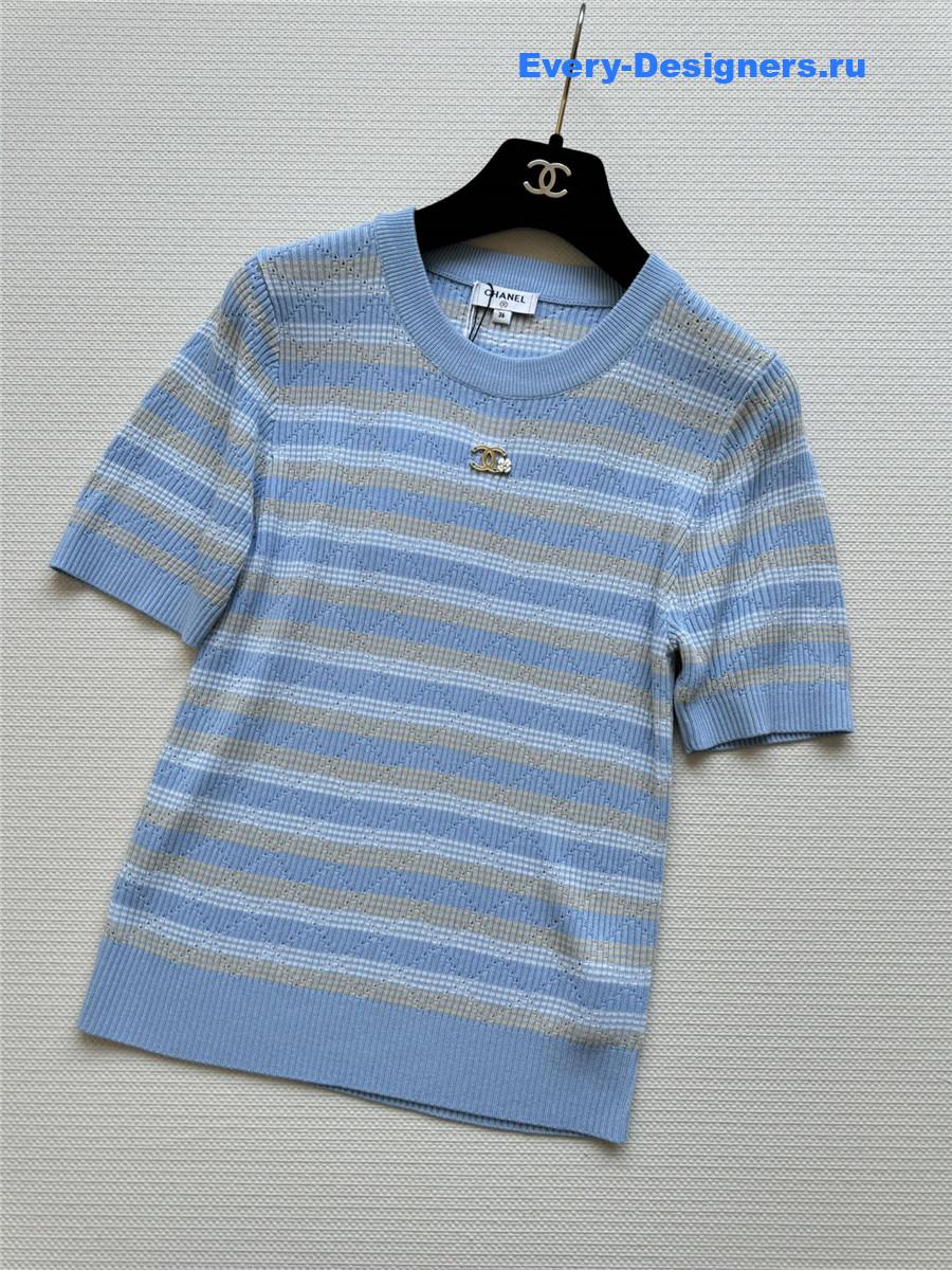 Ch**el blue striped knit top
