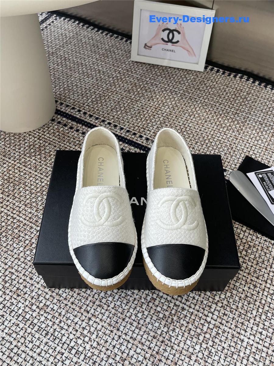 Ch**el white lambskin espadrilles flats