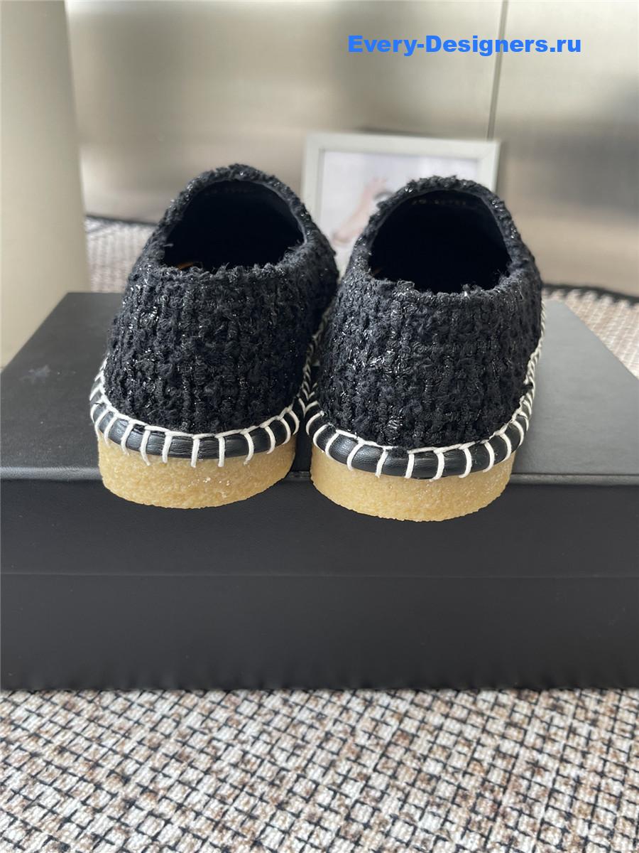 Ch**el black lambskin espadrilles flats