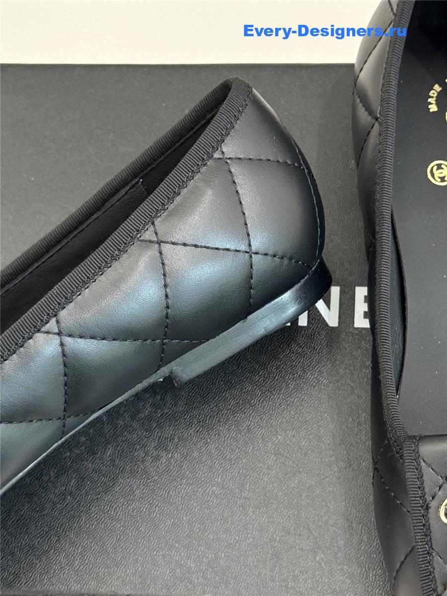 ch**el black D1am0nd chain cc logo ballet flats