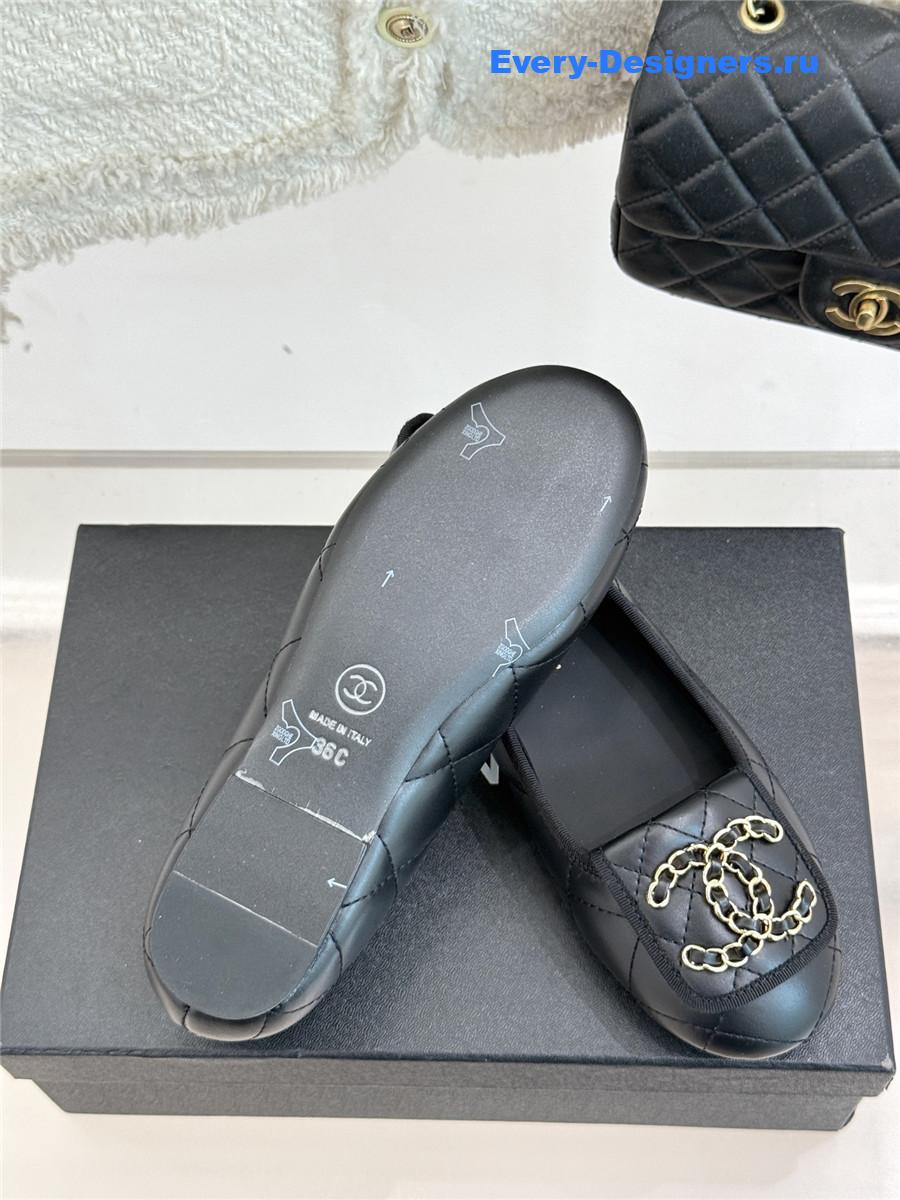 ch**el black D1am0nd chain cc logo ballet flats