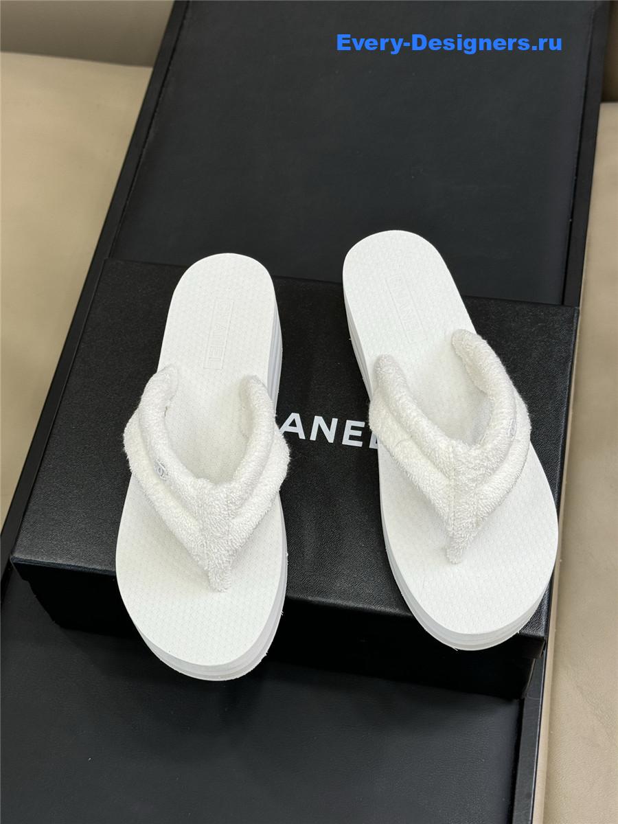 Ch**el white high-top flip flops