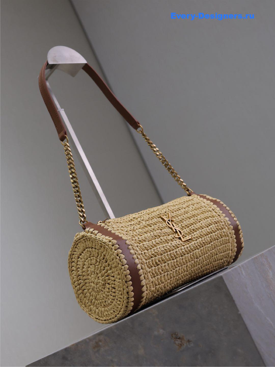 Sa1nt Lau*nt sade raffia shoulder bag