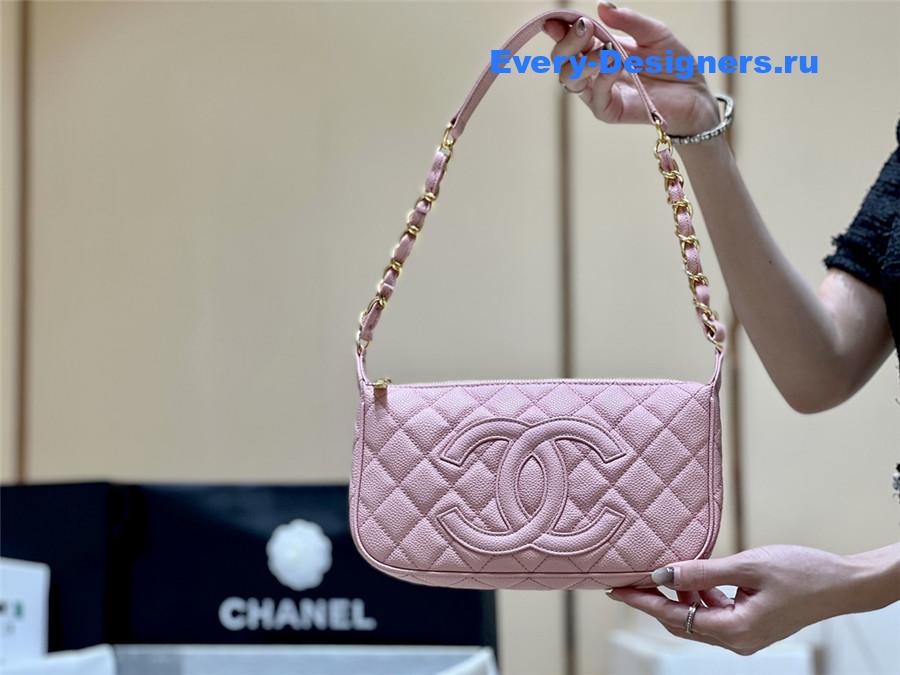 Ch**el timeless pink caviar pochette