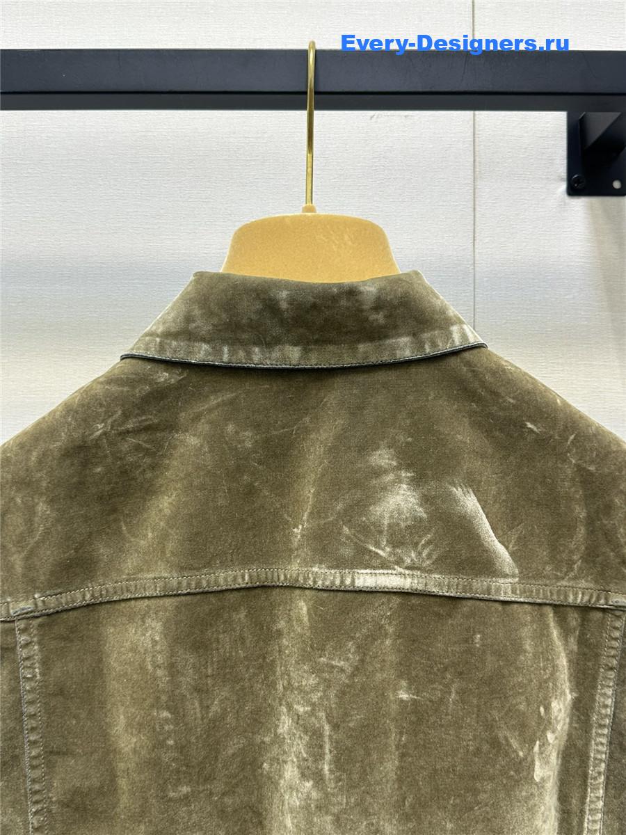 Miu Miu Tobacco Flocked Chambray Vest