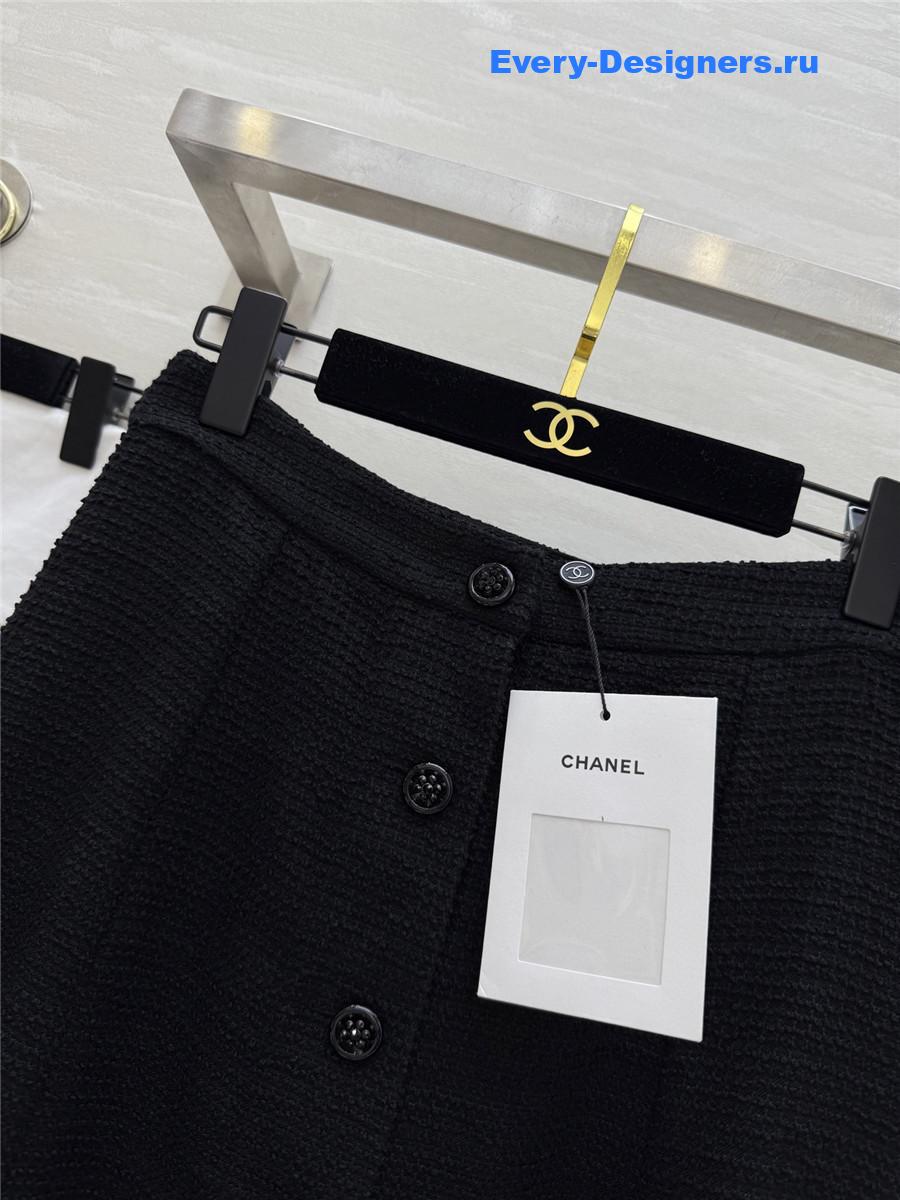 Ch**el black waffle jacquard skirt