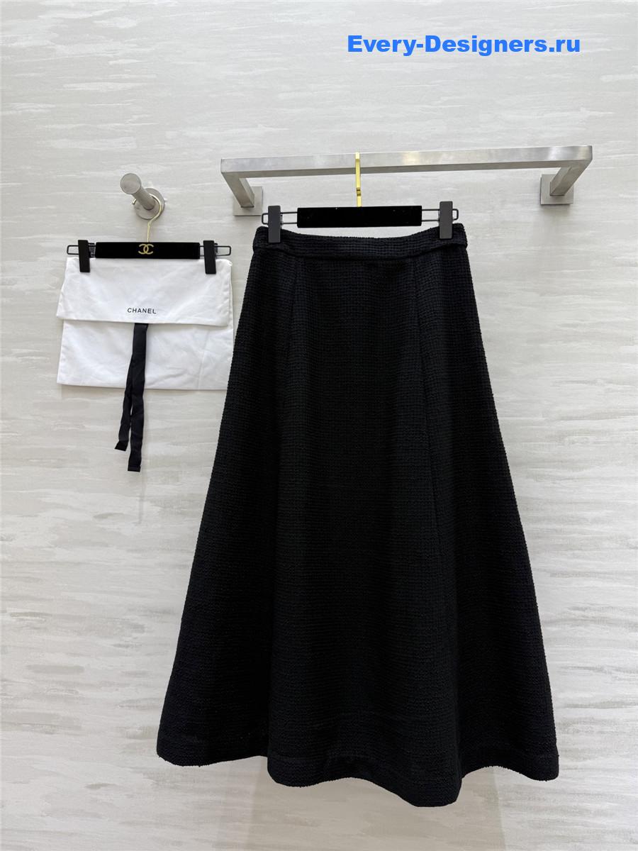 Ch**el black waffle jacquard skirt