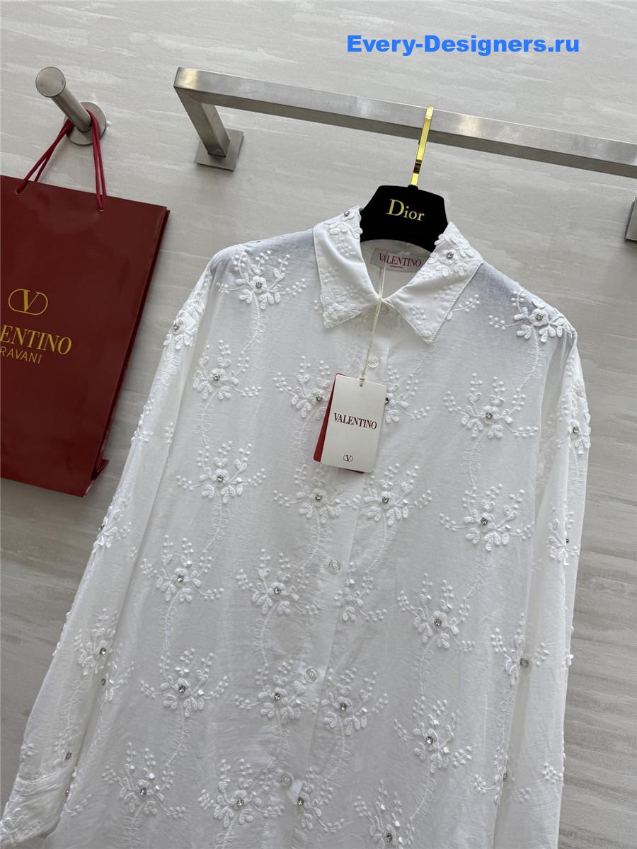 Va1e*ntin0 white textured-weave shirt