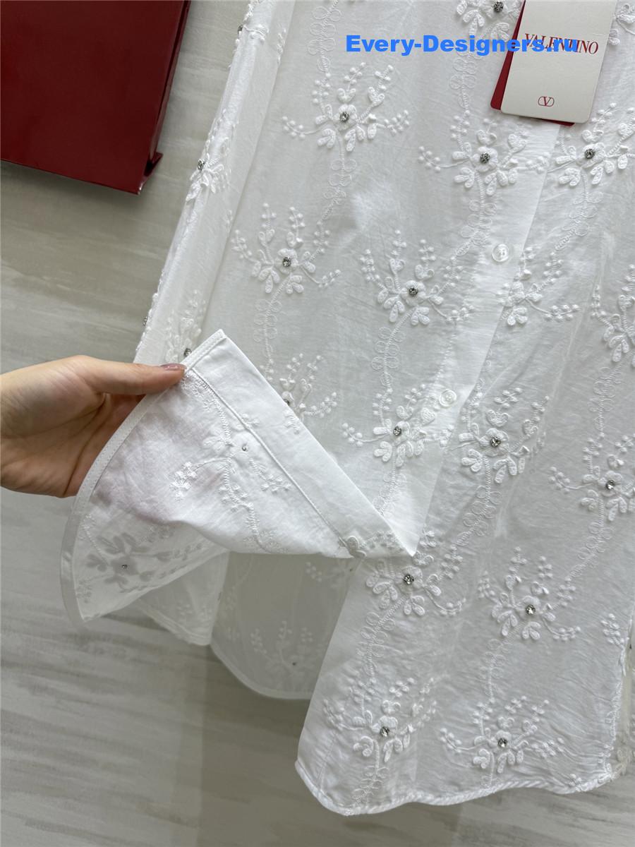 Va1e*ntin0 white textured-weave shirt