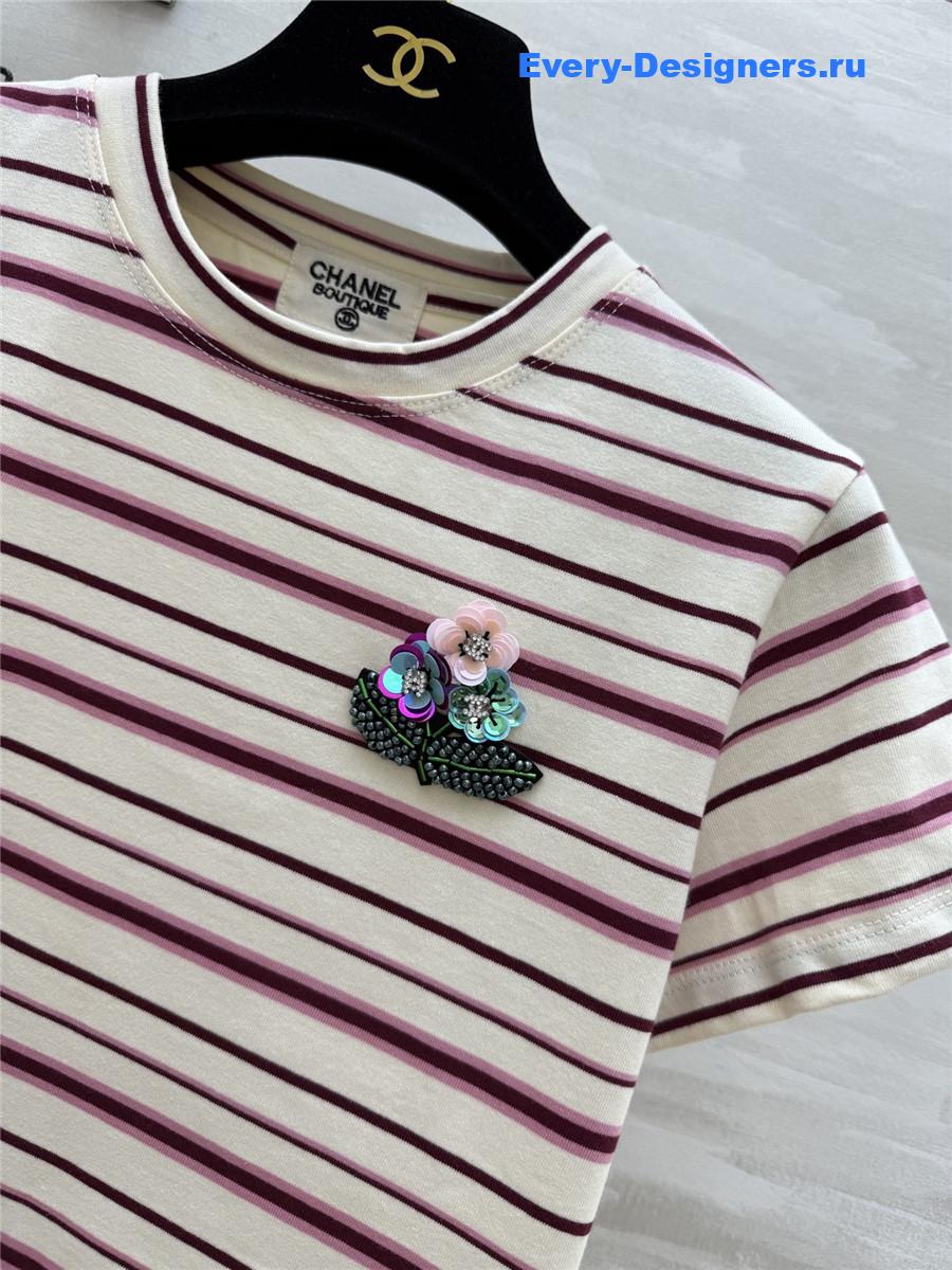 Ch**el pink beaded floral tee