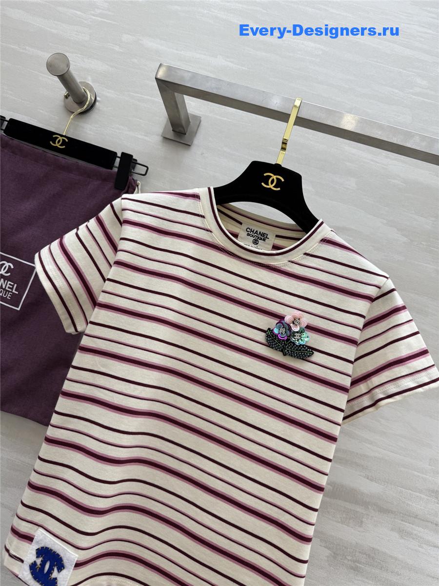 Ch**el pink beaded floral tee