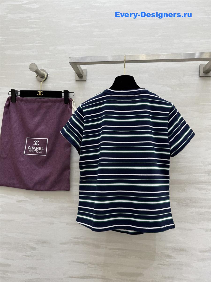 Ch**el navy beaded floral tee