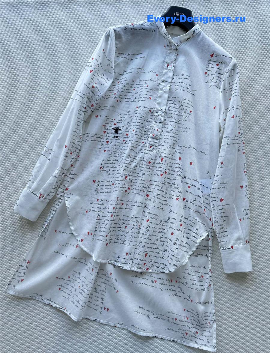 D10r white letter print lapel shirt