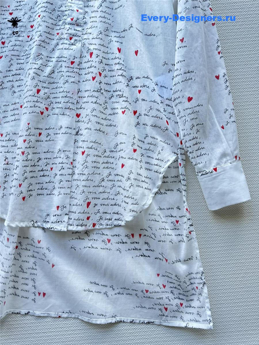 D10r white letter print lapel shirt