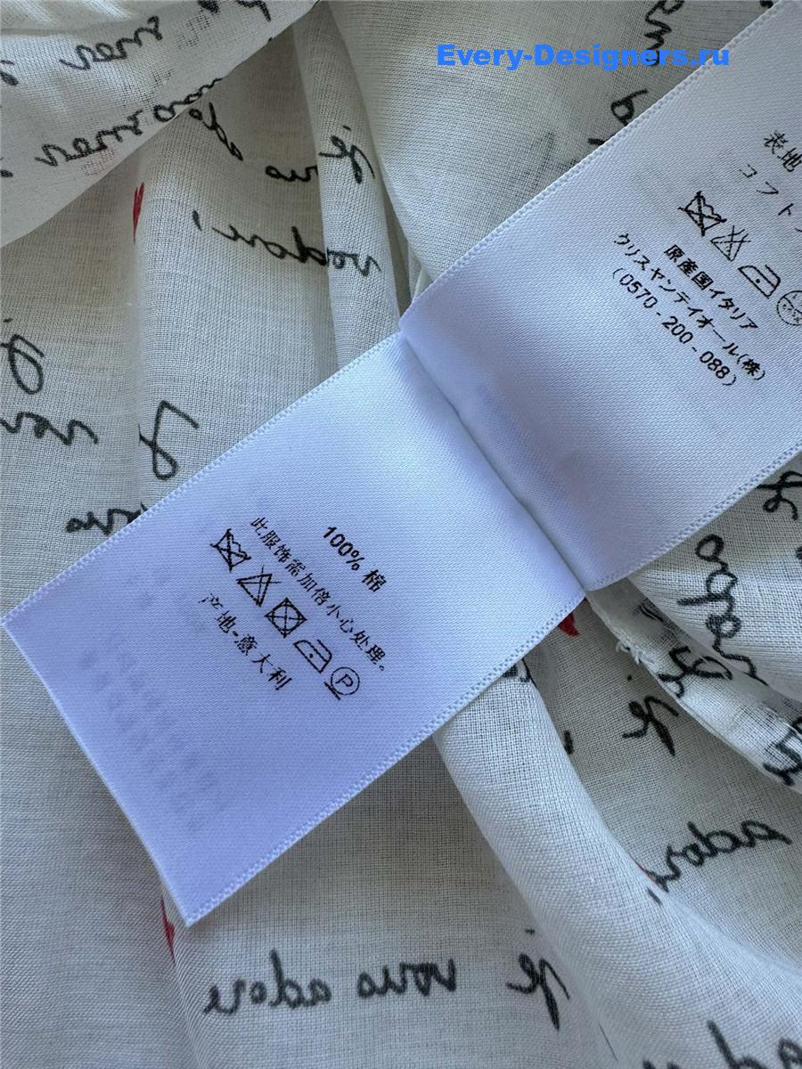 D10r white letter print lapel shirt