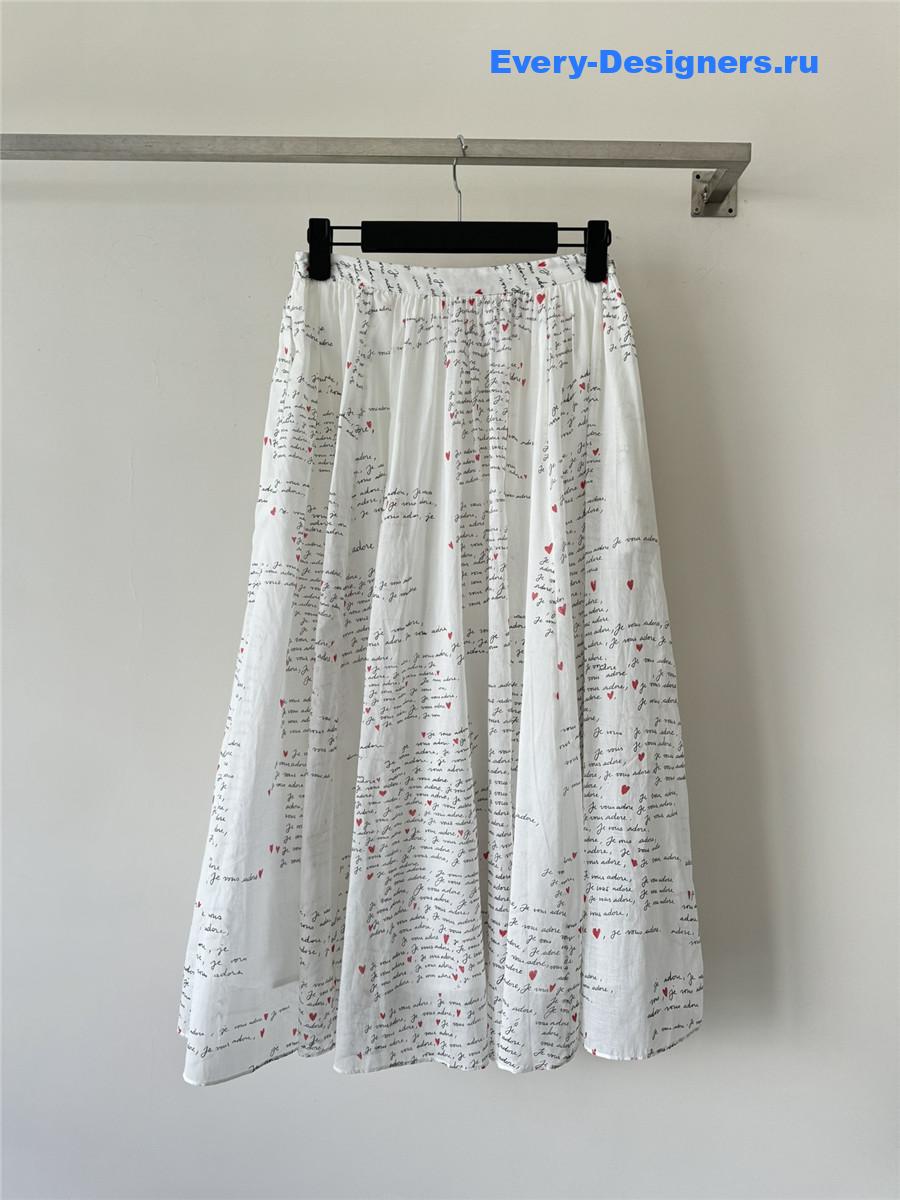 D10r white letter print lapel skirt