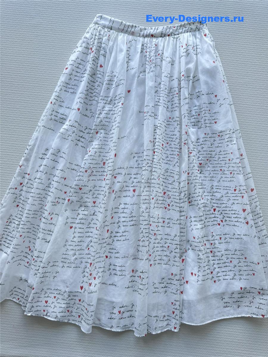 D10r white letter print lapel skirt