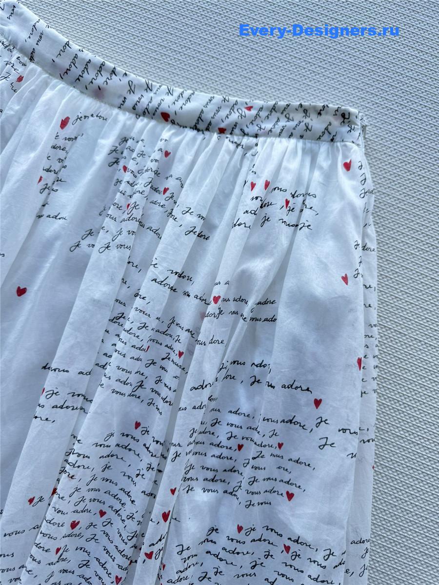 D10r white letter print lapel skirt