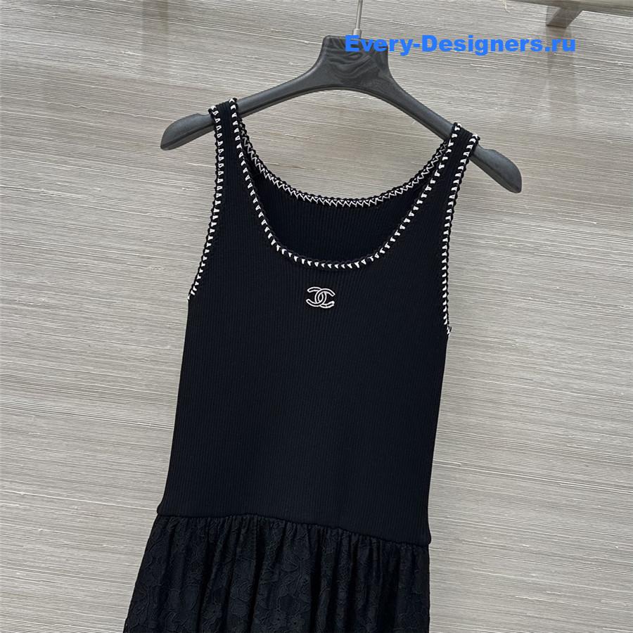 Ch**el black knitted lace dress