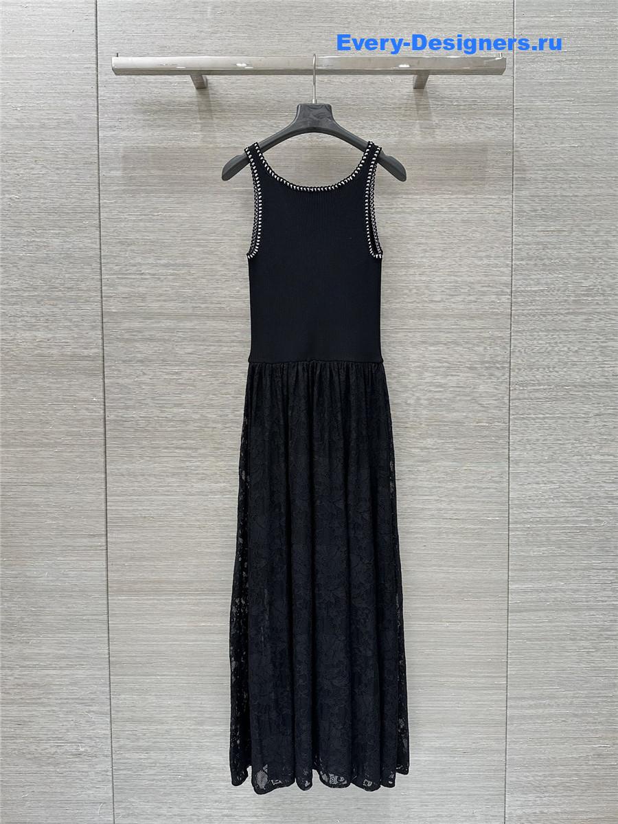Ch**el black knitted lace dress