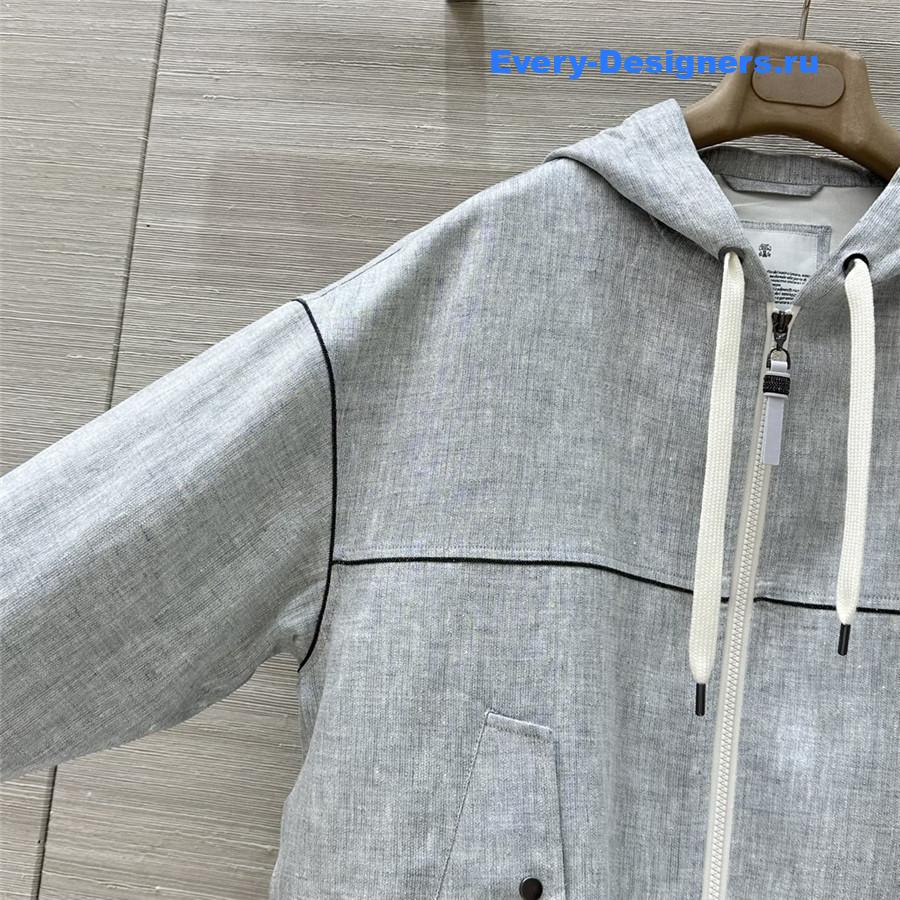 BC Grey Gold Linen Hooded Jacket