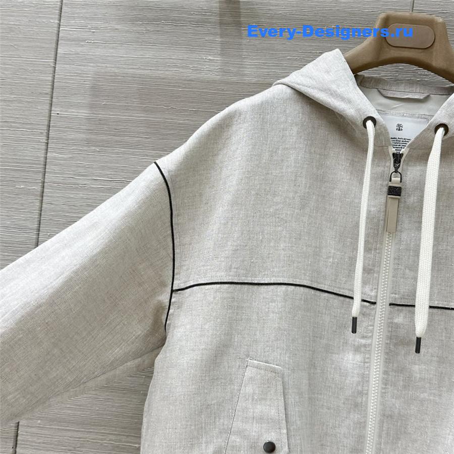 BC Beige Gold Linen Hooded Jacket