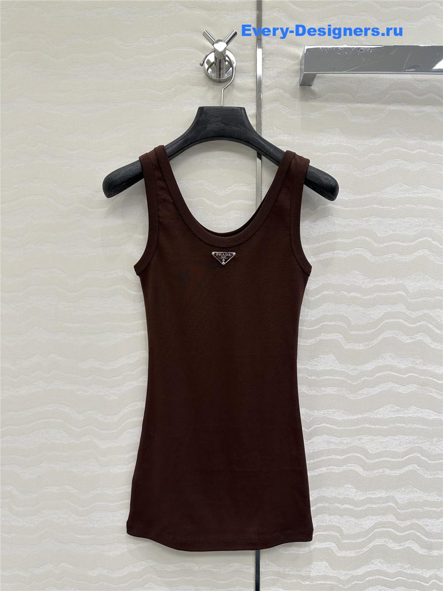 Pra*a ribbed-knit tank top brown