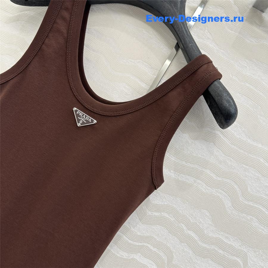 Pra*a ribbed-knit tank top brown