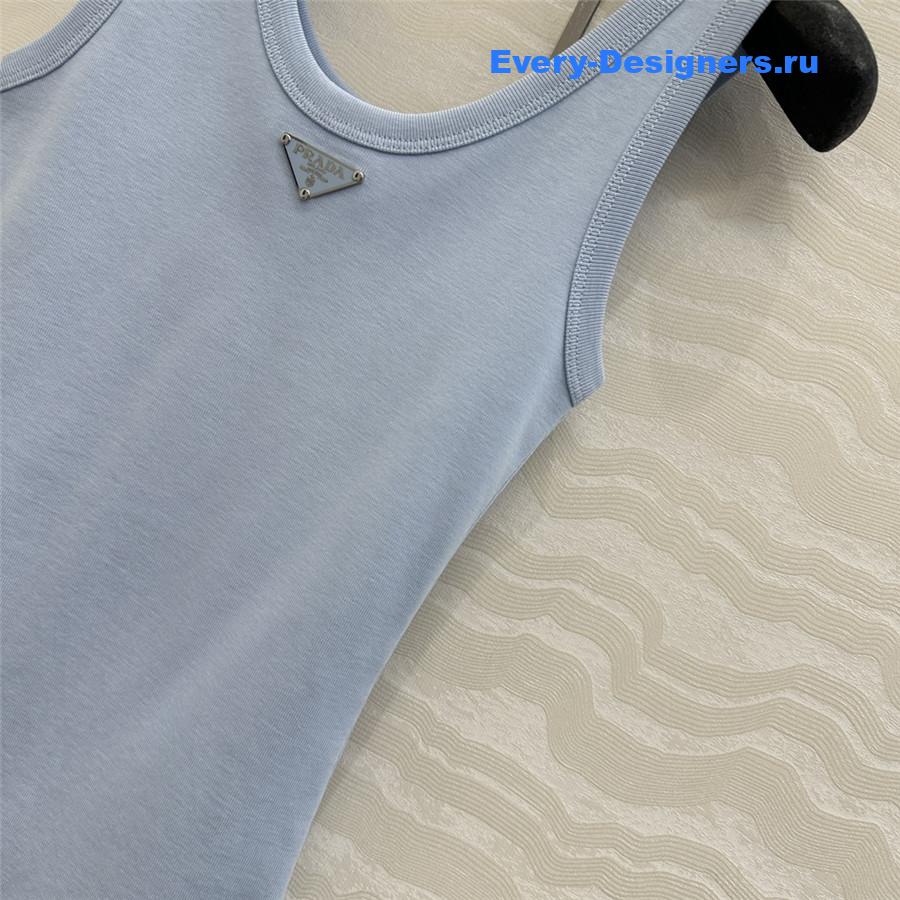 Pra*a light blue ribbed-knit tank top