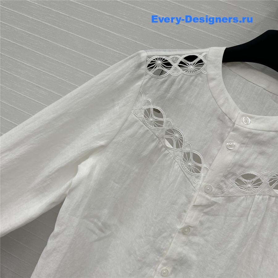 Chloe White Embroidered Linen Skirt