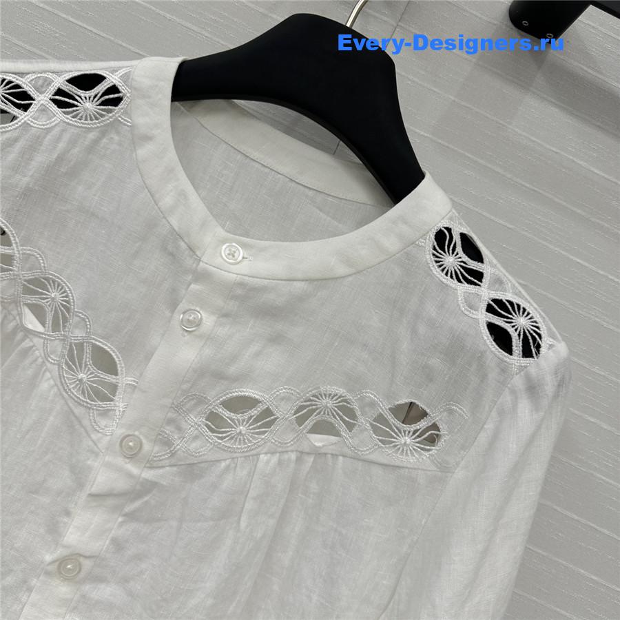 Chloe White Embroidered Linen Skirt