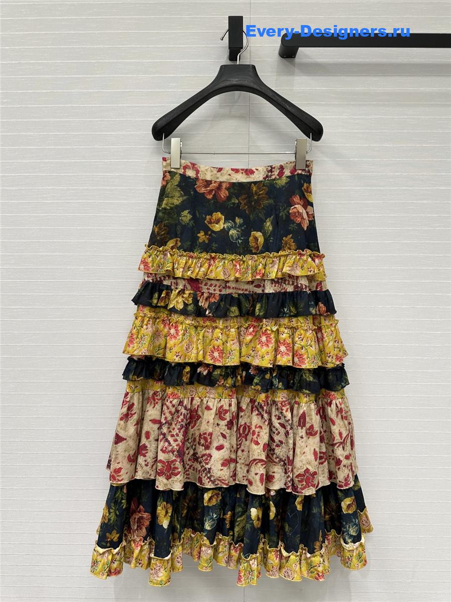 Va1e*ntin0 multicolor ruffled midi skirt