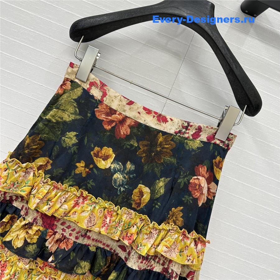 Va1e*ntin0 multicolor ruffled midi skirt