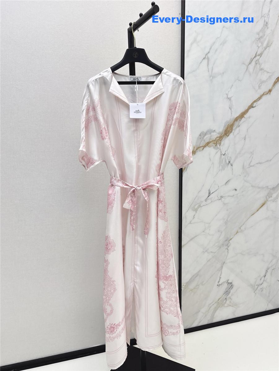 H**me5 pink silk slit dress