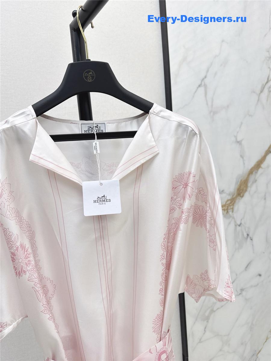 H**me5 pink silk slit dress