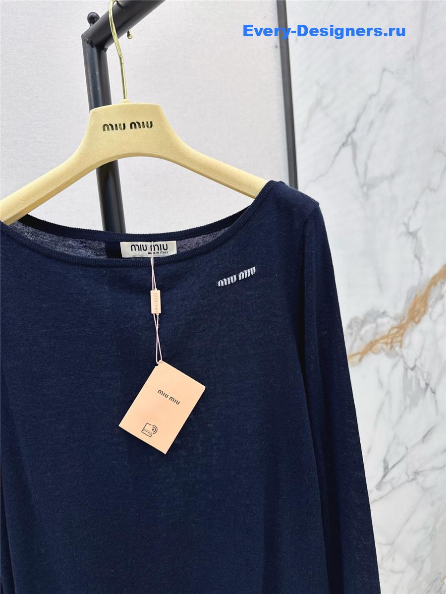 Miu Miu Dark Blue Lettering Pullover