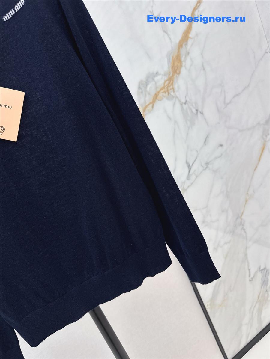 Miu Miu Dark Blue Lettering Pullover