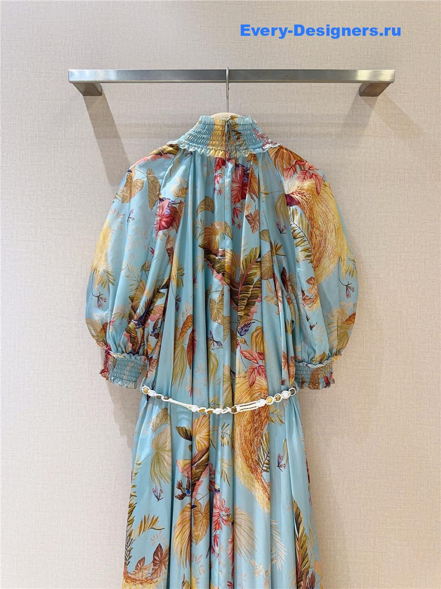 Zimm Aqua Palm Floral Maxi Dress