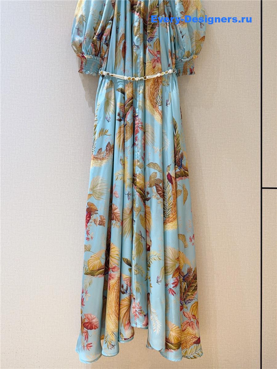 Zimm Aqua Palm Floral Maxi Dress