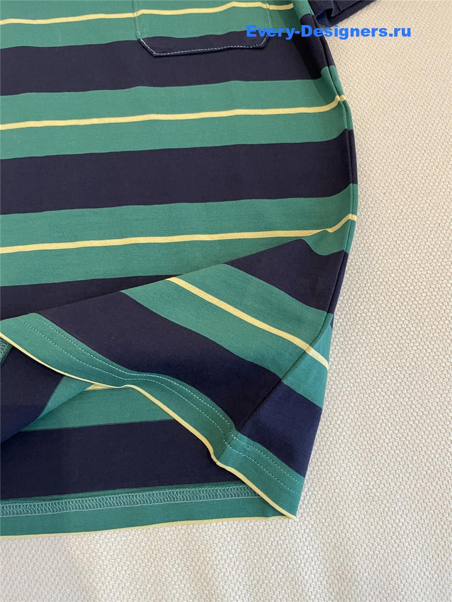 Miu Miu Green Striped Short Sleeve