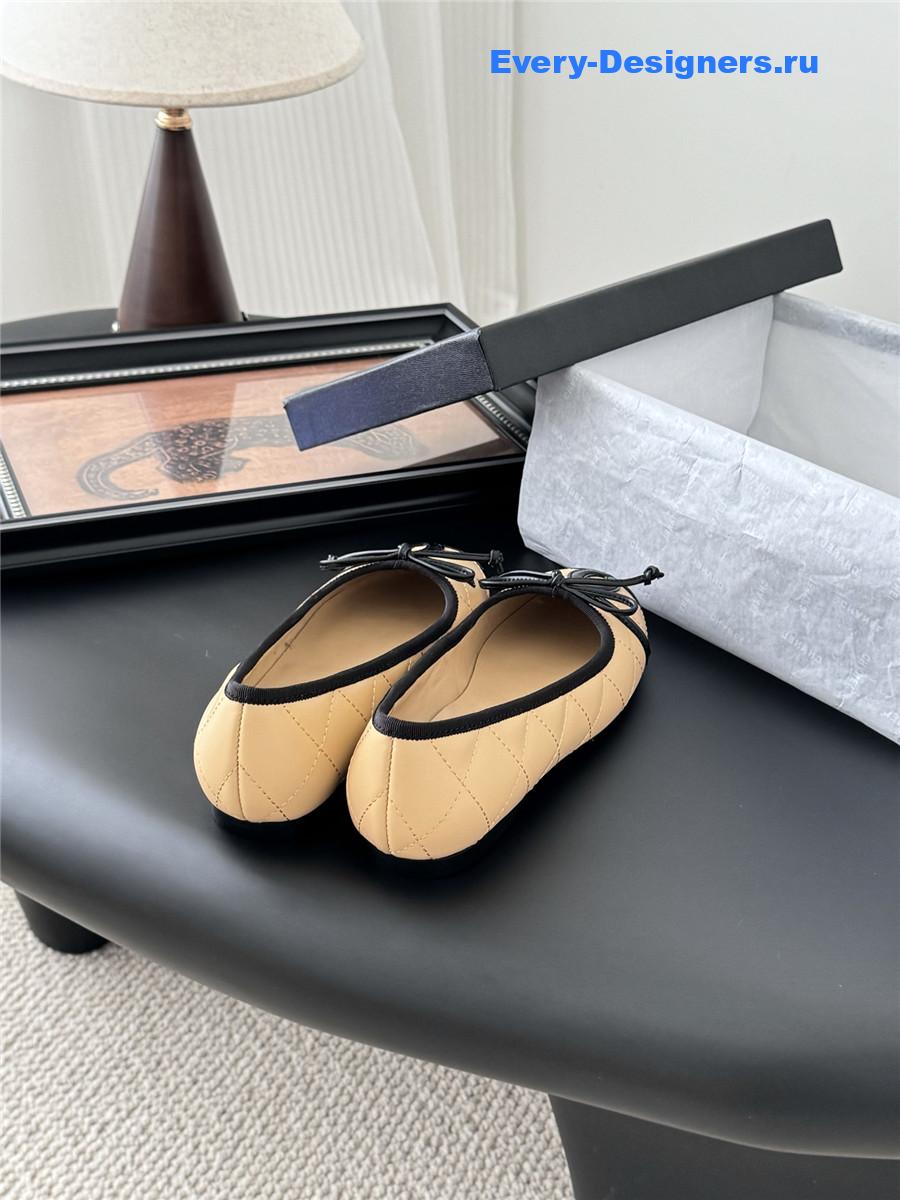 Ch**el beige quilted ballet flats