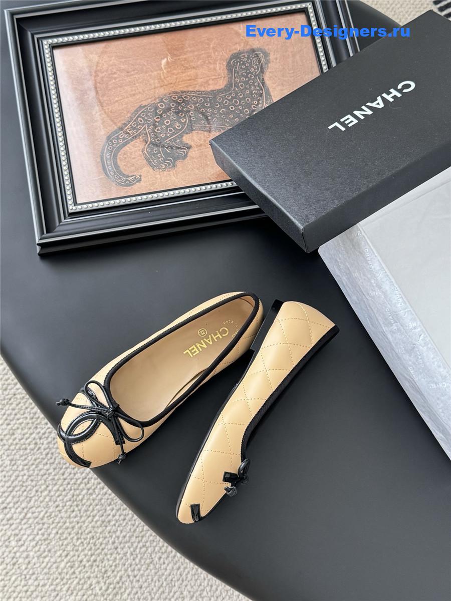 Ch**el beige quilted ballet flats