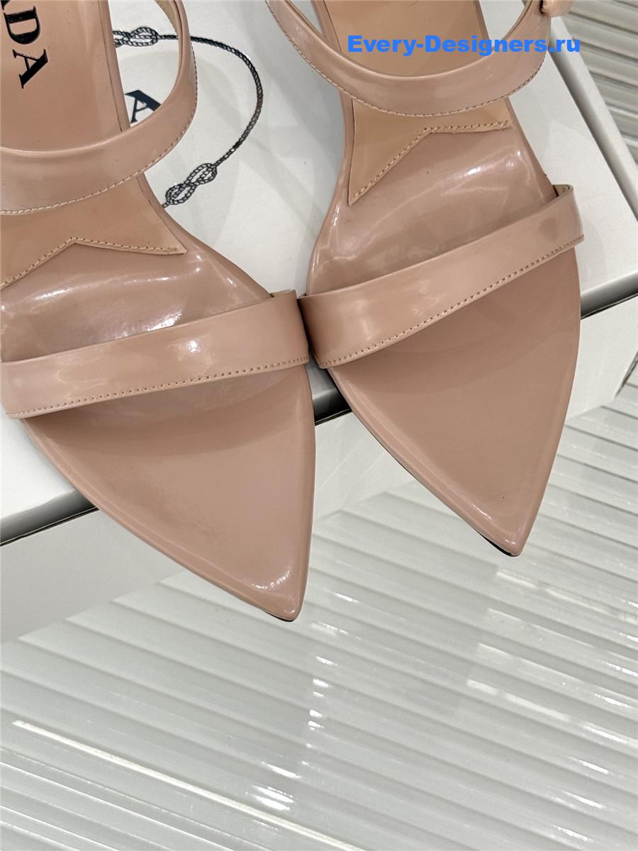 Pra*a beige patent heeled sandals