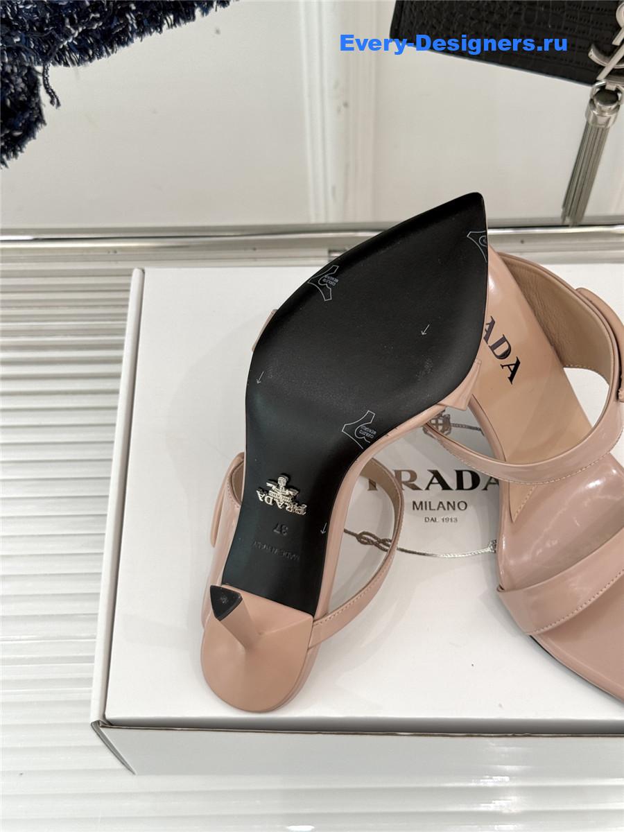 Pra*a beige patent heeled sandals