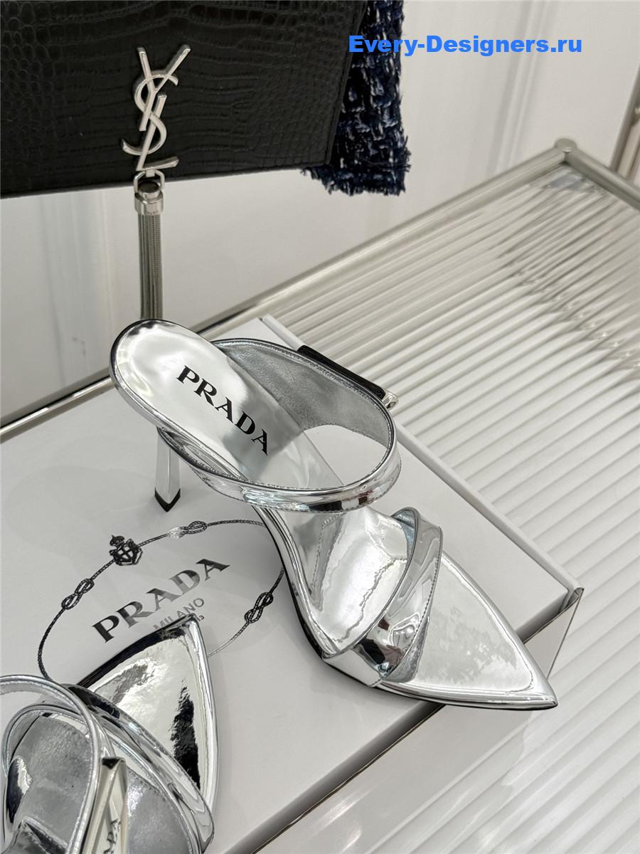 Pra*a silver patent heeled sandals