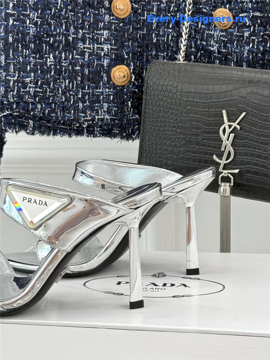 Pra*a silver patent heeled sandals