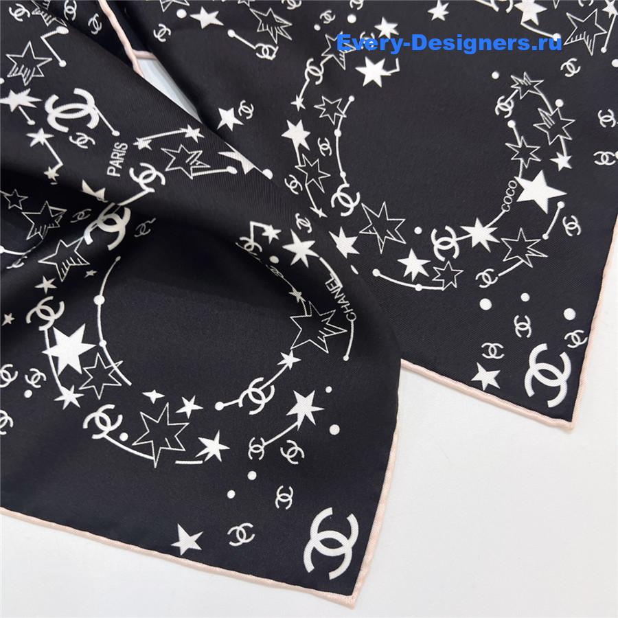 Ch**el black star silk scarf